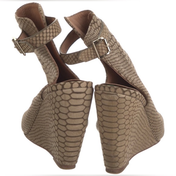Joie Windsor Snakeskin Leather Wedge Open Toe Sandals Size 7.5 - Picture 4 of 5